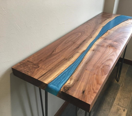 Console table sideboard genuine wood designer table epoxy resin waterfall river