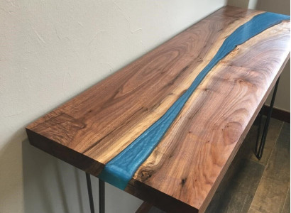 Console table sideboard genuine wood designer table epoxy resin waterfall river