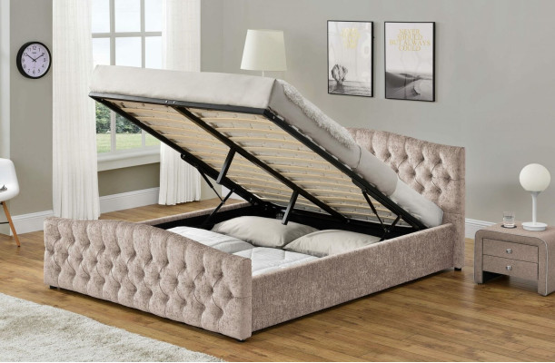 Padded designer bed textile leather upholstered beds 180x200cm bedroom
