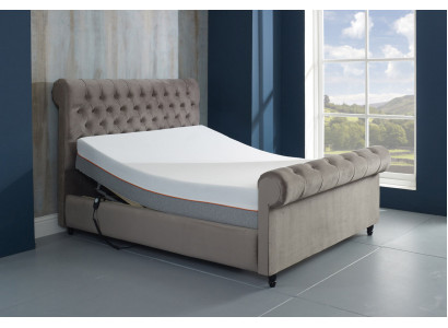 Designer Chesterfield Taupe Luxury Double Bed Upholstered Frame