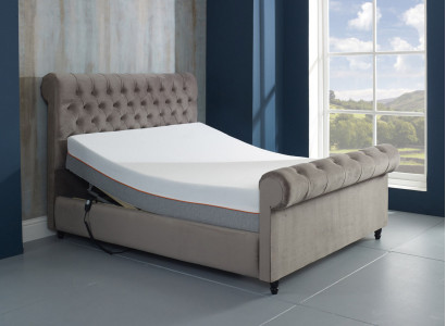 Designer Chesterfield Taupe Luxury Double Bed Upholstered Frame