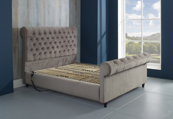 Designer Chesterfield Taupe Luxury Double Bed Upholstered Frame