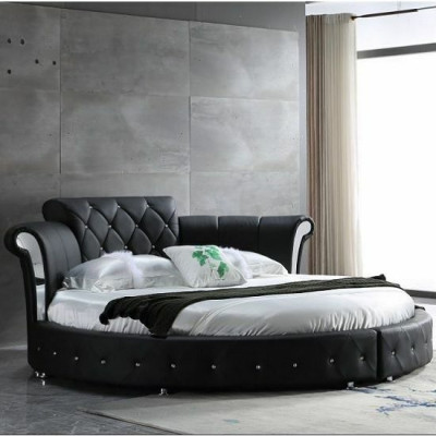 Luxury Chesterfield Bed Design Round Upholstered Classic Round Bed Leather Velvet