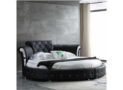Luxury Chesterfield Bed Design Round Upholstered Classic Round Bed Leather Velvet