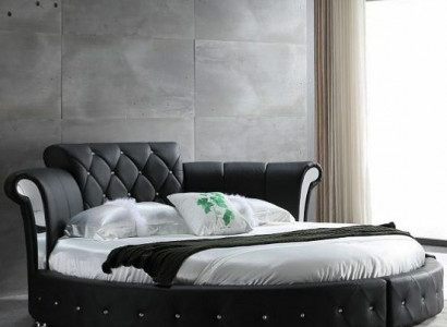 Luxury Chesterfield Bed Design Round Upholstered Classic Round Bed Leather Velvet