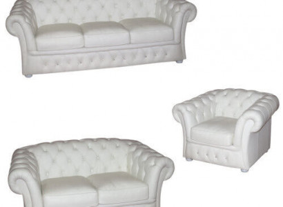 White Chesterfield Sofa 3+2+1 SEATER Upholstered Designer Sofa Set