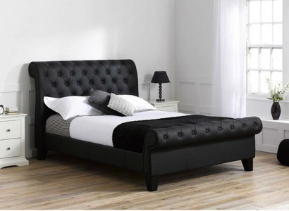 Black Chesterfield Hotel Double Bed Bedroom Upholstery Luxury Furniture