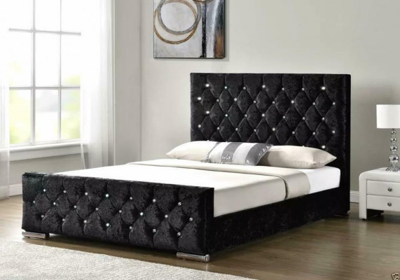 Chesterfield Hotel Double Leather Bed Bedroom Upholstered Luxury Beds 140x200cm