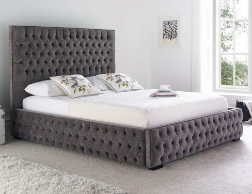 Gray Chesterfield Double Bed Hotel and Bedroom Beds