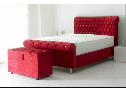 Chesterfield Hotel Double Leather Bed Bedroom Upholstery Luxury Beds 200x200cm