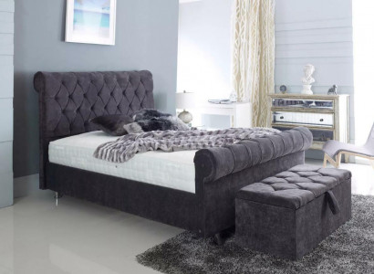 Chesterfield Design Velvet Bed Luxury Textile Beds Bedroom Double