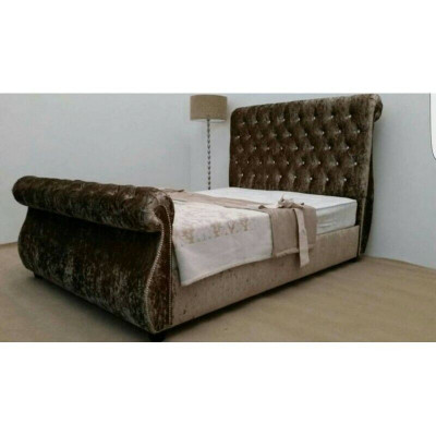 Chesterfield design bed bedroom textile velvet leather upholstered hotel beds new