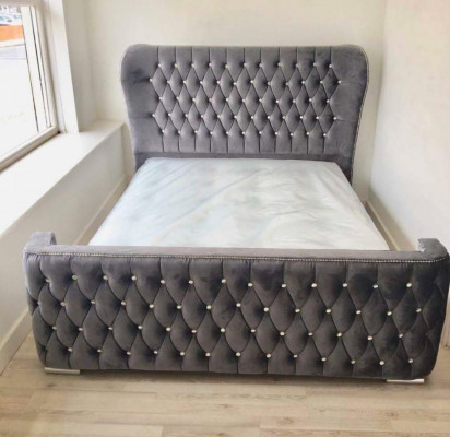Chesterfield Hotel Double Leather Bed Bedroom Upholstery Luxury Beds 160x200cm