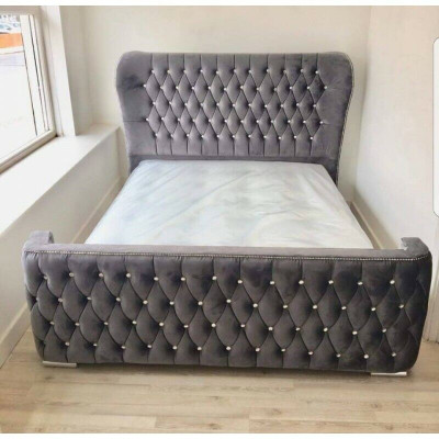 Chesterfield design bed textile leather velvet upholstered hotel beds bedroom