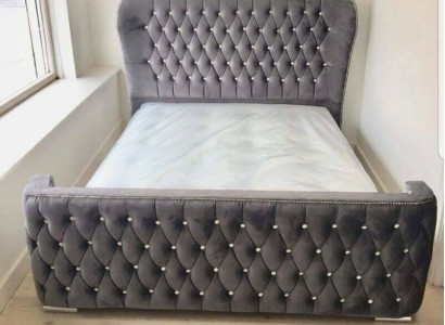 Chesterfield design bed textile leather velvet upholstered hotel beds bedroom