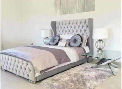 Chesterfield design bed textile velvet upholstery leather hotel beds bedroom new