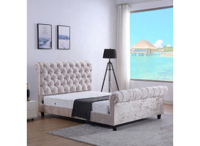 Modern beige Chesterfield bed designer double bed luxury furniture