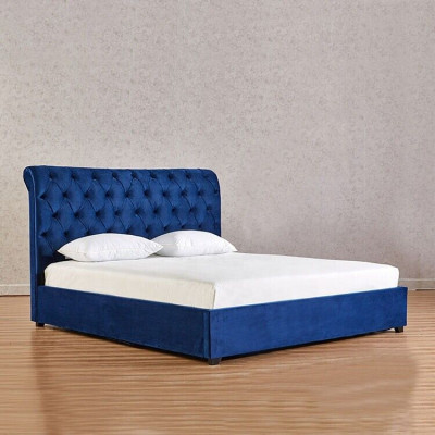 Blue Chesterfield Double Bed Bedroom Luxury Furniture Upholstered Beds