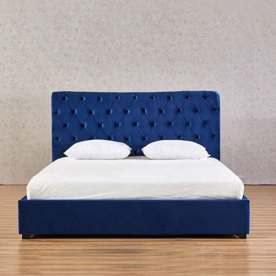 Blue Chesterfield Double Bed Bedroom Luxury Furniture Upholstered Beds