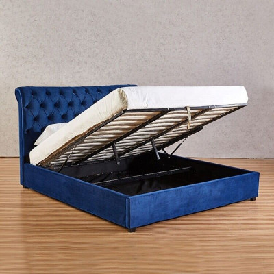 Blue Chesterfield Double Bed Bedroom Luxury Furniture Upholstered Beds