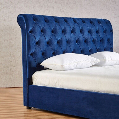 Blue Chesterfield Double Bed Bedroom Luxury Furniture Upholstered Beds