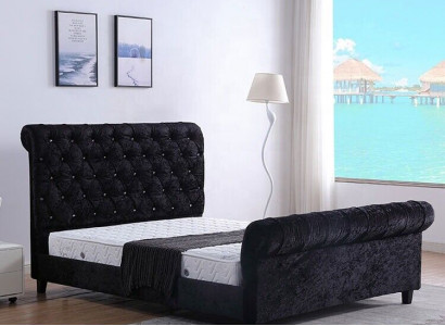 Black bedroom Chesterfield bed, elegant bedroom bed.