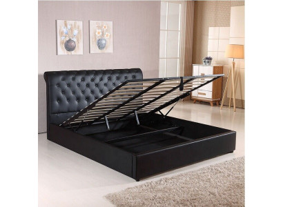 Black Luxury Chesterfield Designer Double Bed Upholstered Bed