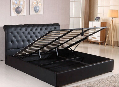 Black Luxury Chesterfield Designer Double Bed Upholstered Bed