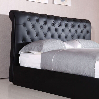 Black Luxury Chesterfield Designer Double Bed Upholstered Bed