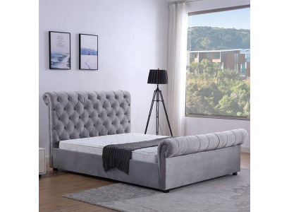 Design Chesterfield Bed Textile Upholstery Leather Hotel Beds Bedroom New Velvet