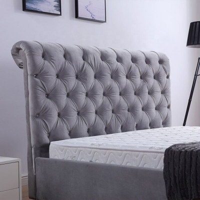 Design Chesterfield Bed Textile Upholstery Leather Hotel Beds Bedroom New Velvet