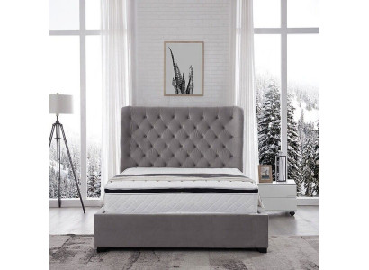 Luxurious Gray Designer Double Bed Upholstered Furniture Beds