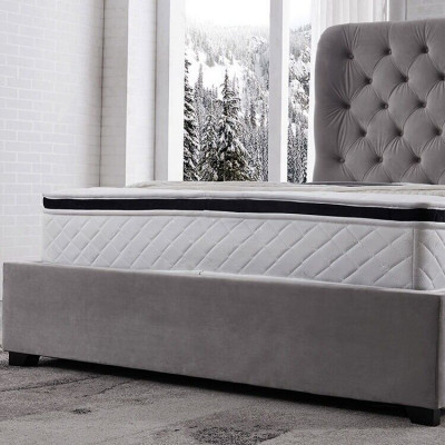 Luxurious Gray Designer Double Bed Upholstered Furniture Beds