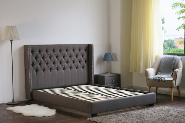 Large Grey Chesterfield Double Bed Royale Luxury Beds