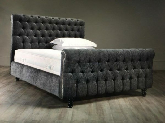Chesterfield Bed Design Bedroom English Beds 200x200cm Textile Upholstery