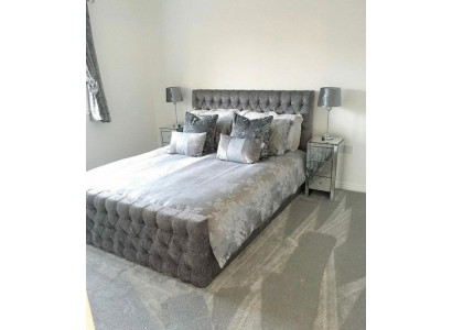 Gray stylish Chesterfield double bed designer bedroom beds