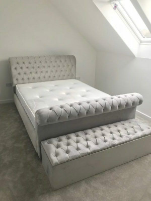 English designer bedroom upholstered beds double bed hotel Chesterfield