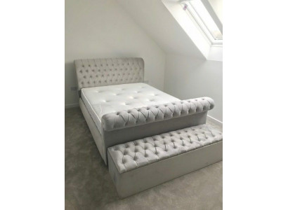 English designer bedroom upholstered beds double bed hotel Chesterfield