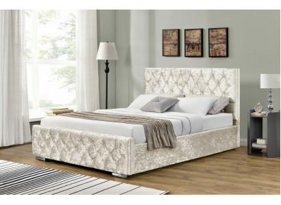 White Textile Chesterfield Bed Bedroom Double Beds Modern Bed