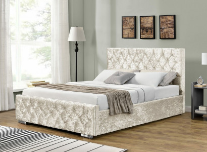White Textile Chesterfield Bed Bedroom Double Beds Modern Bed