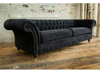 High-quality Chesterfield couch upholstery four-seater textile sofa woven fabric XXL fabric