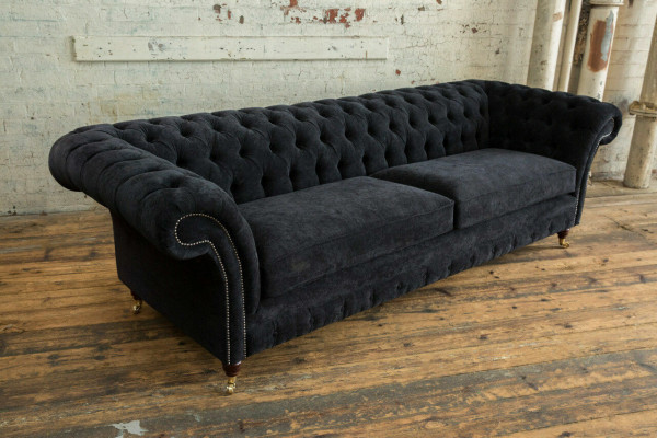 High-quality Chesterfield couch upholstery four-seater textile sofa woven fabric XXL fabric
