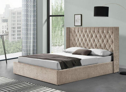 Chesterfield bed design, bedroom English beds, 180x200cm textile.