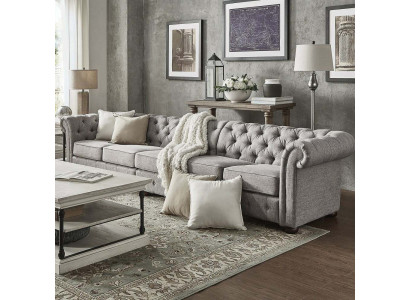 Chesterfield living room upholstery furniture sofa couch five-seater fabric