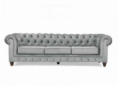 Chesterfield 5-seater classic luxury sofa textile leather couch silver couches