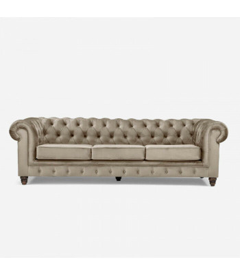 Chesterfield 5-seater classic luxury sofa textile leather couch silver couches