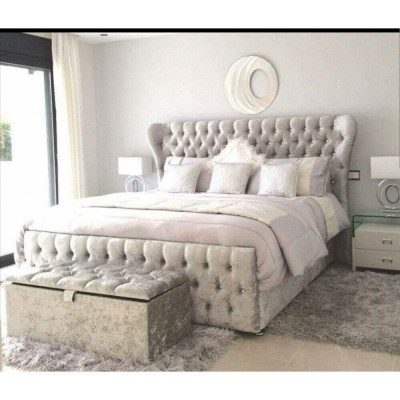 White Chesterfield Bed Bedroom Beds Textile Leather Hotel Luxury