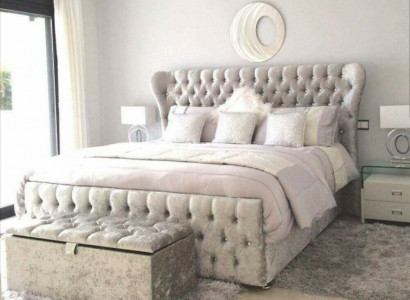 White Chesterfield Bed Bedroom Beds Textile Leather Hotel Luxury