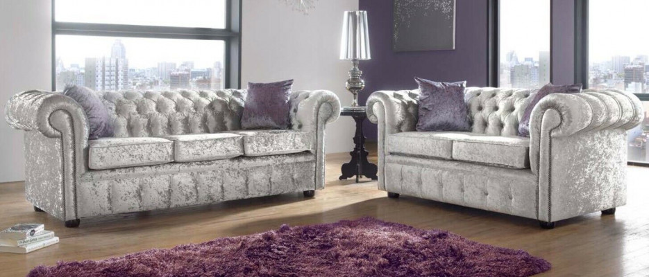 Chesterfield Sofa Set 3+2 Seater Classic Baroque Rococo Sofa Textile Leather