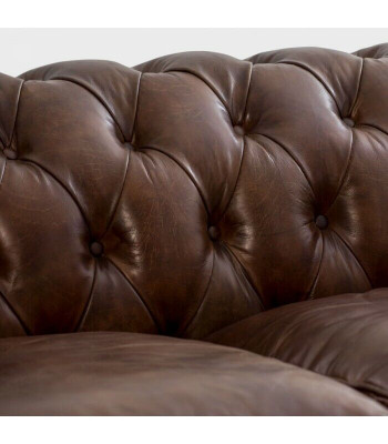 English Chesterfield couch leather sofa couches sofas three-seater brown wheels